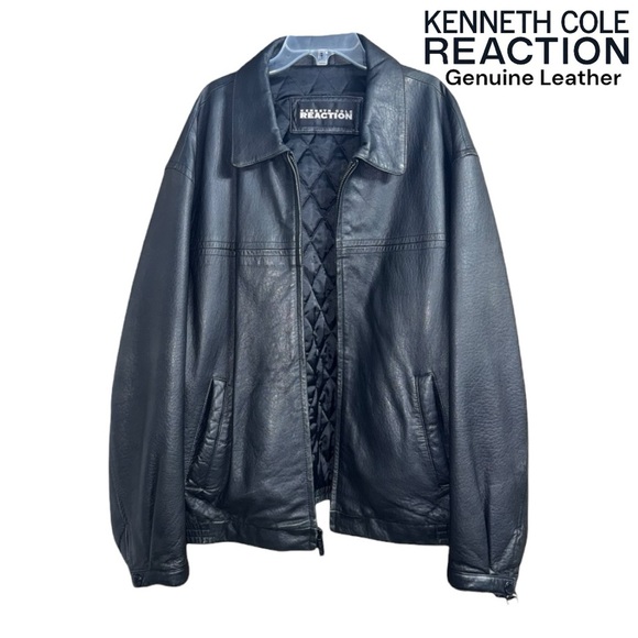 Kenneth Cole Reaction Other - Kenneth Cole Reaction (EUC) Men’s Genuine Leather Bomber Jacket Size Large